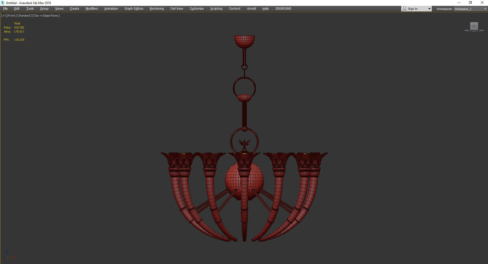Murano Glass Torch Chandelier by Banci Firenz Low-poly 3D model_3