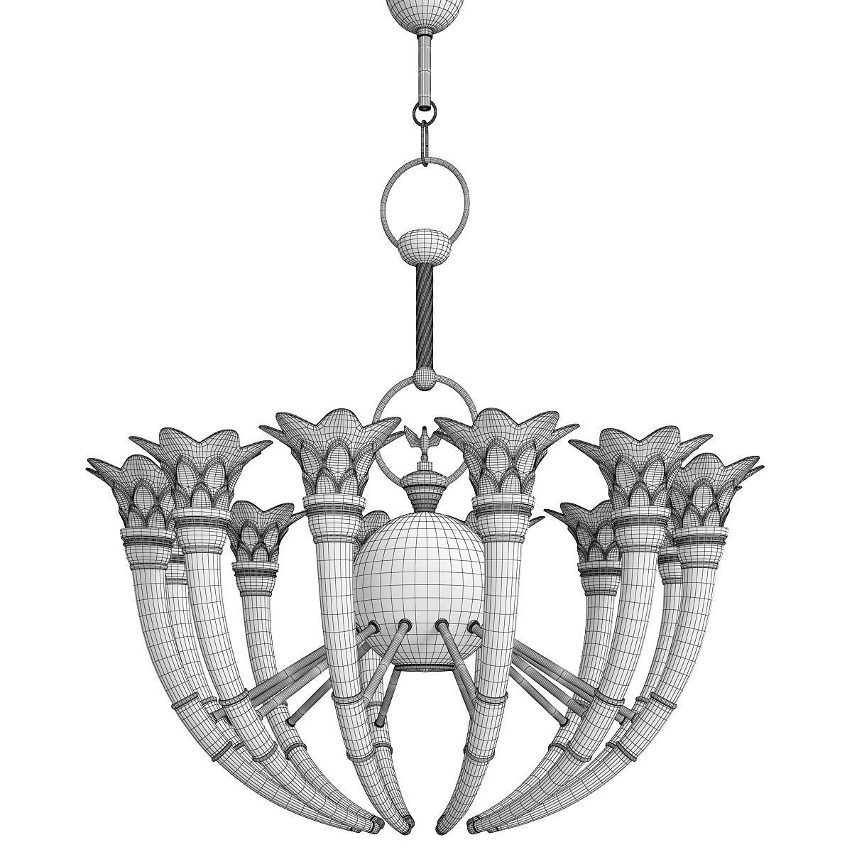 Murano Glass Torch Chandelier by Banci Firenz Low-poly 3D model_2