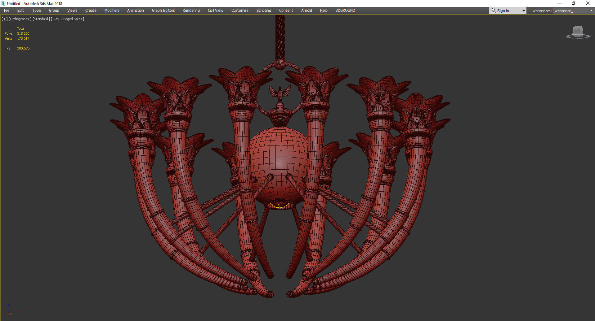 Murano Glass Torch Chandelier by Banci Firenz Low-poly 3D model_4