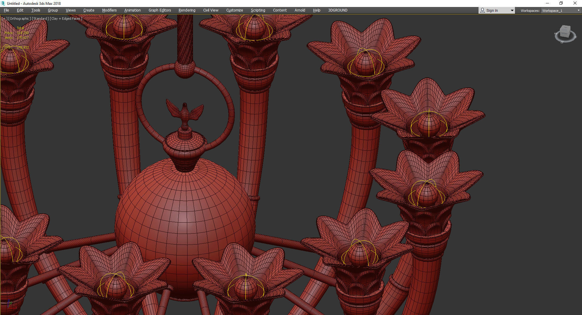 Murano Glass Torch Chandelier by Banci Firenz Low-poly 3D model_5