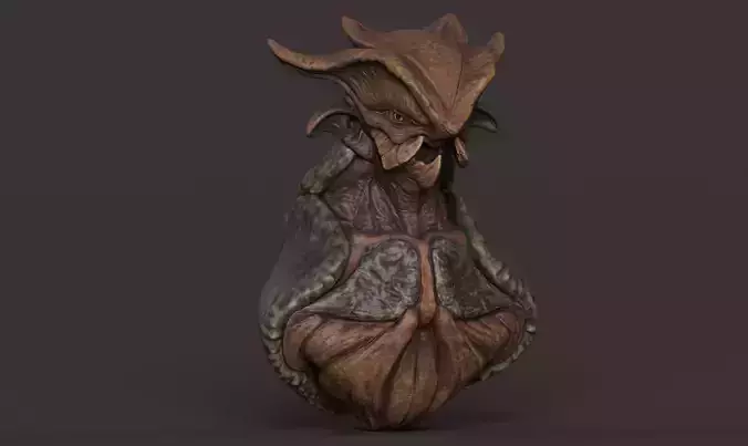 Alien bust Low-poly 3D model