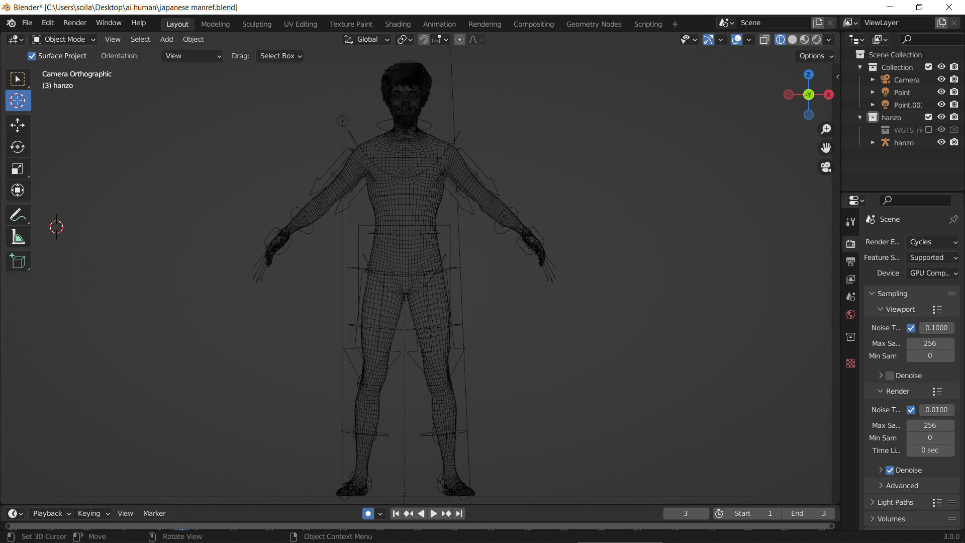 Hanzo japanese Realistic Rigged Blender Character model 3D model_1