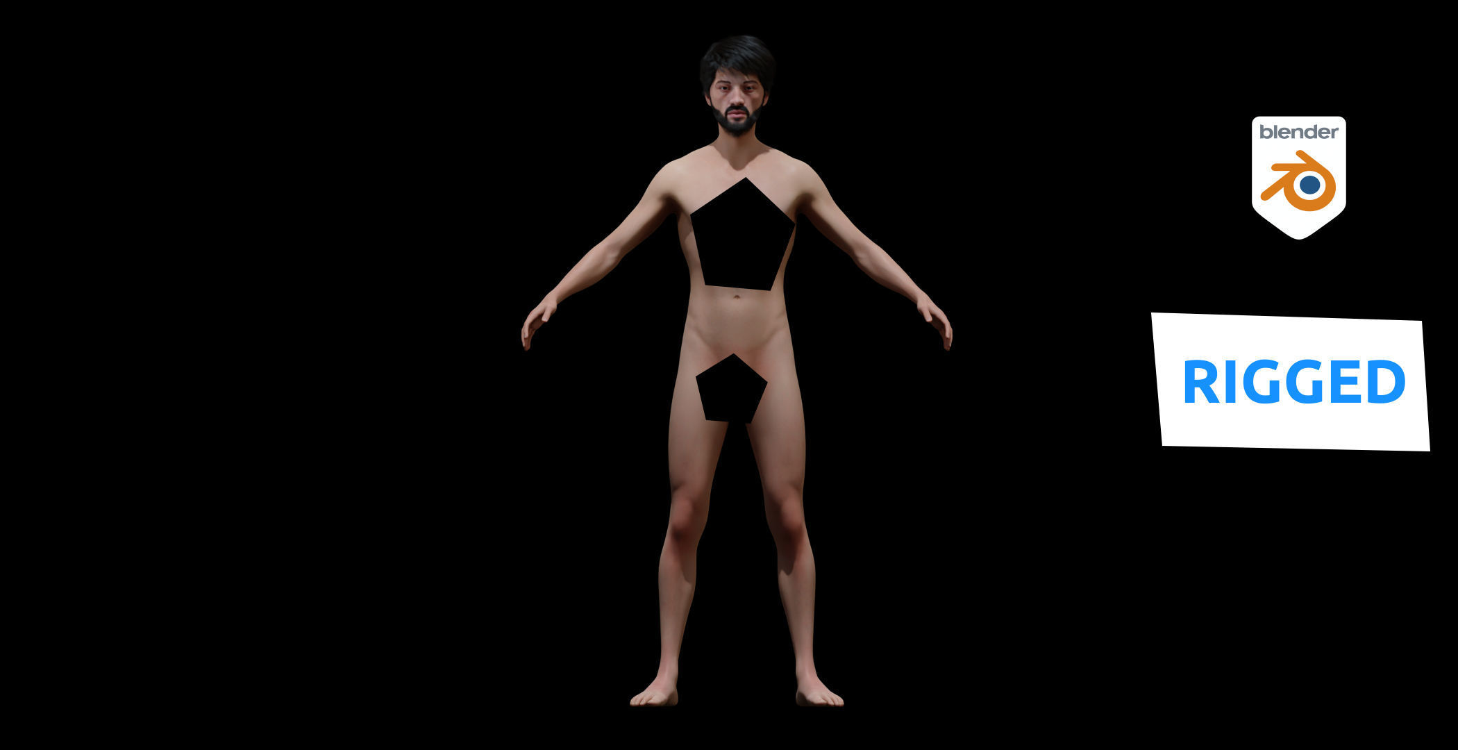 Hanzo japanese Realistic Rigged Blender Character model 3D model_4