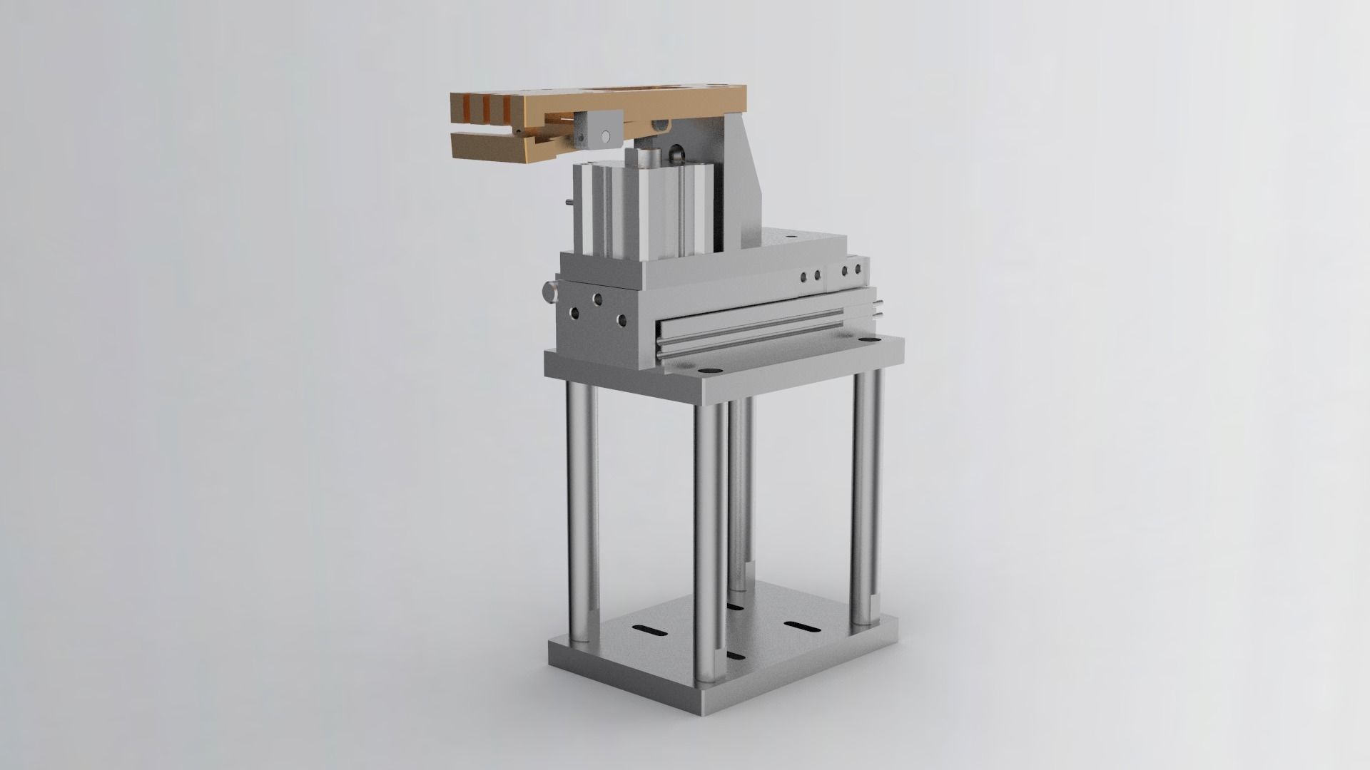 Clamping jaw mechanism Low-poly 3D model_1