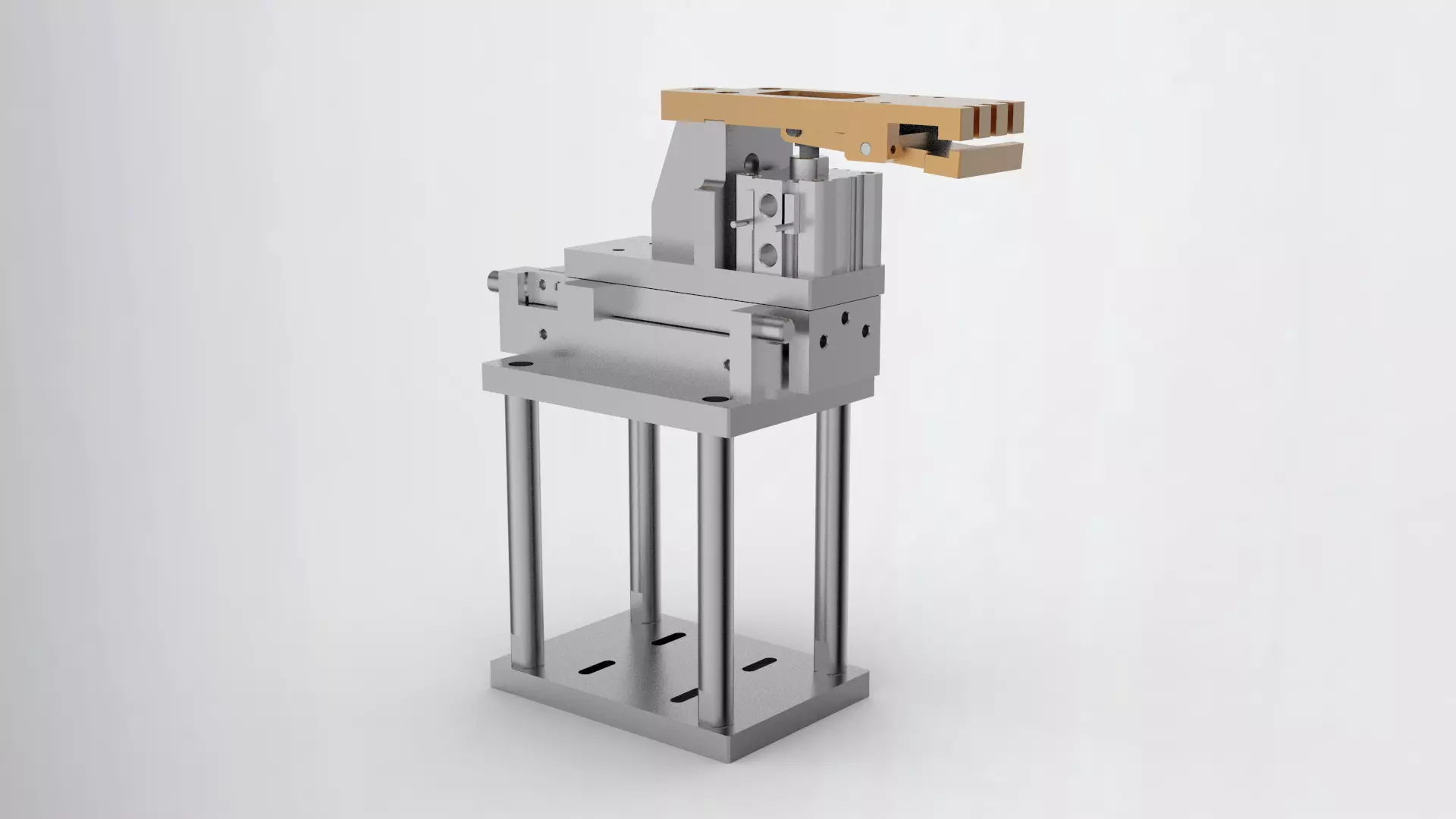 Clamping jaw mechanism Low-poly 3D model_0