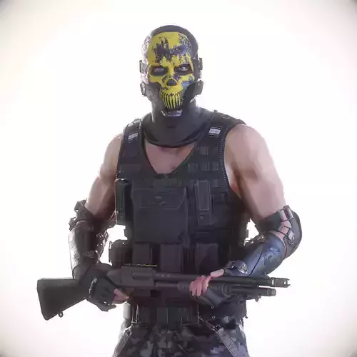 Bandit fps soldier action figure Low-poly 3D model