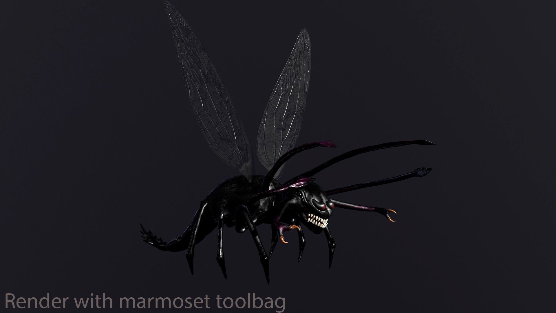 Bug 3 mosquito with eyes Low-poly 3D model_4