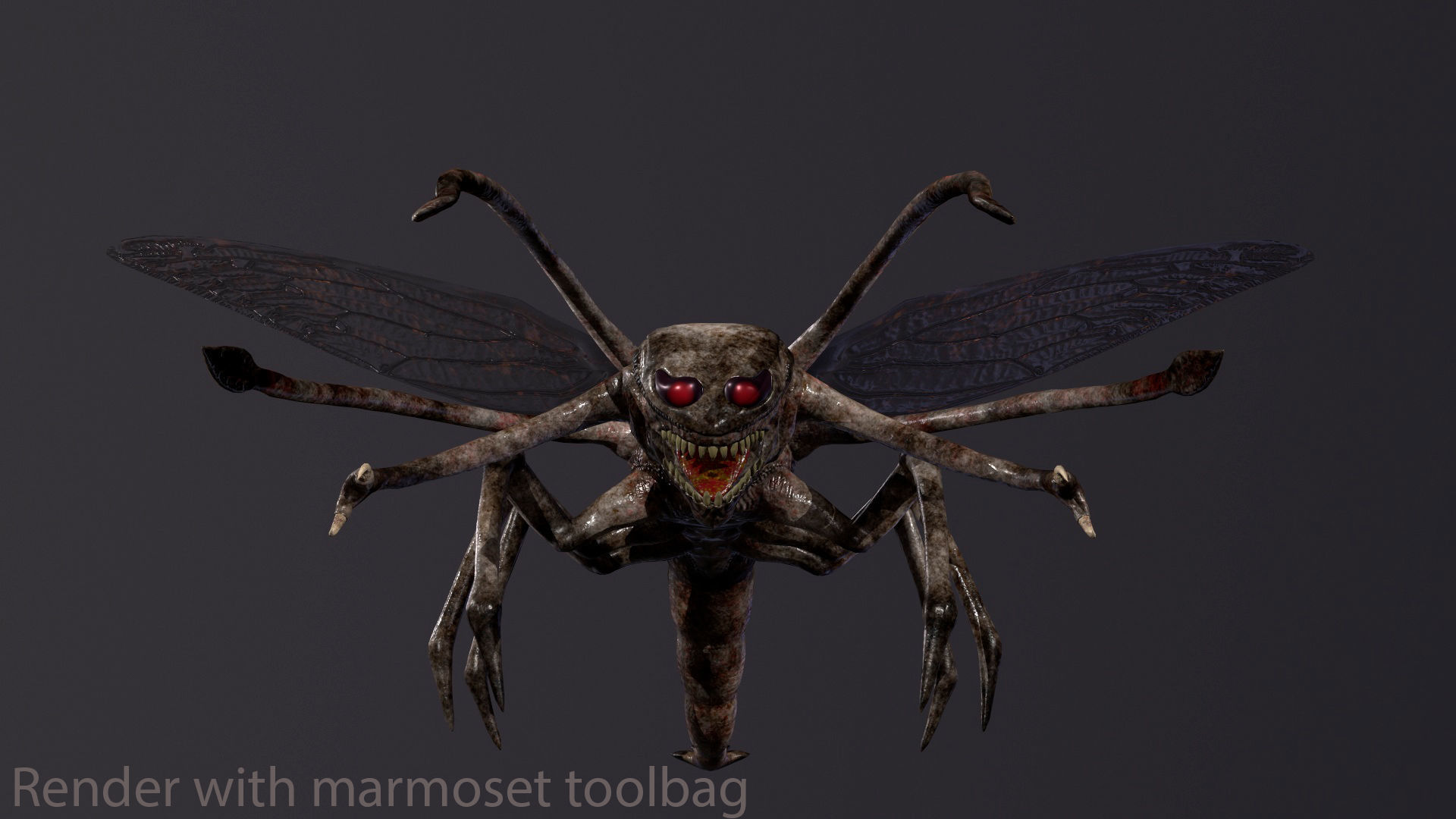 Bug 3 mosquito with eyes Low-poly 3D model_6