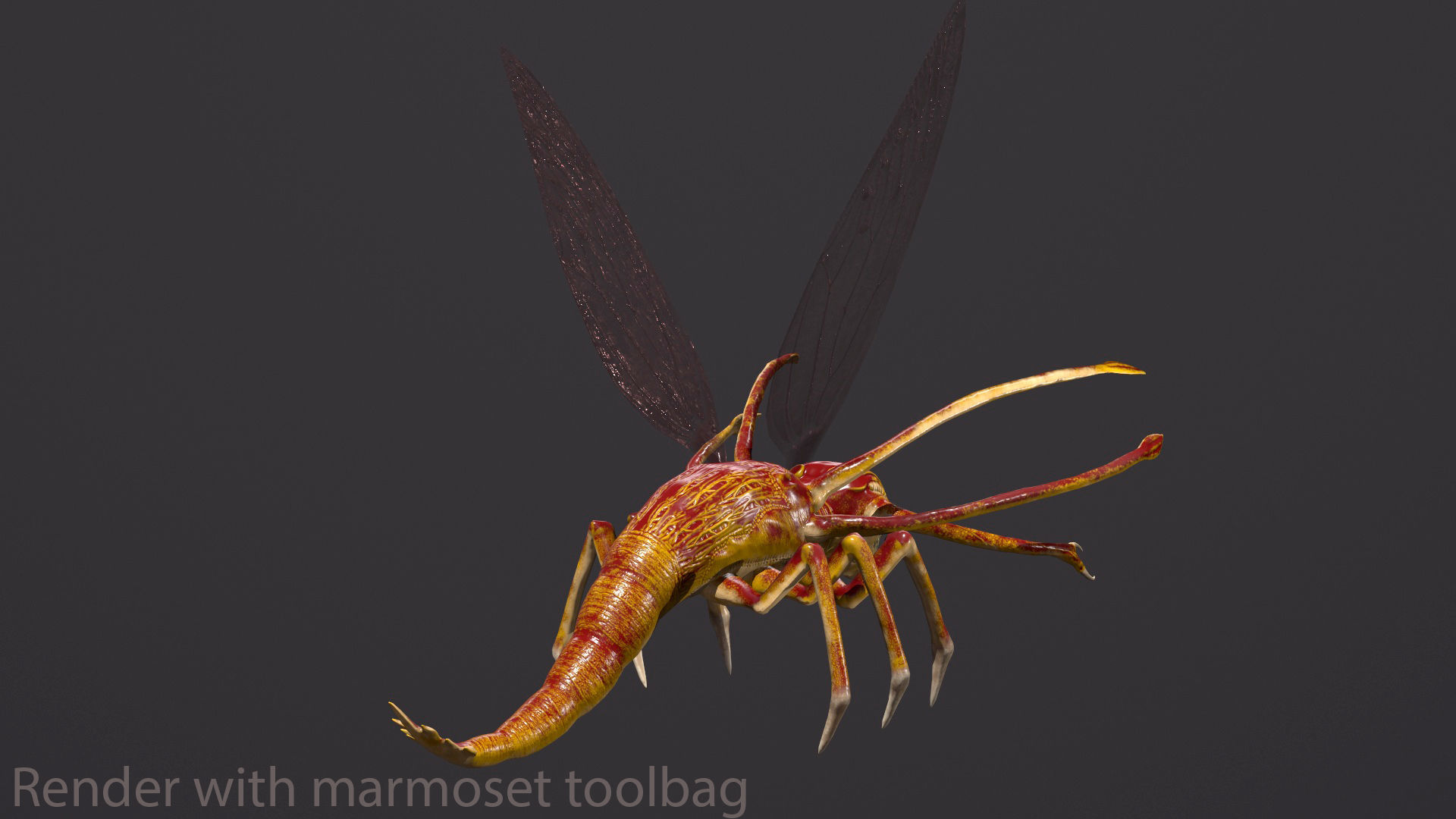 Bug 3 mosquito with eyes Low-poly 3D model_26