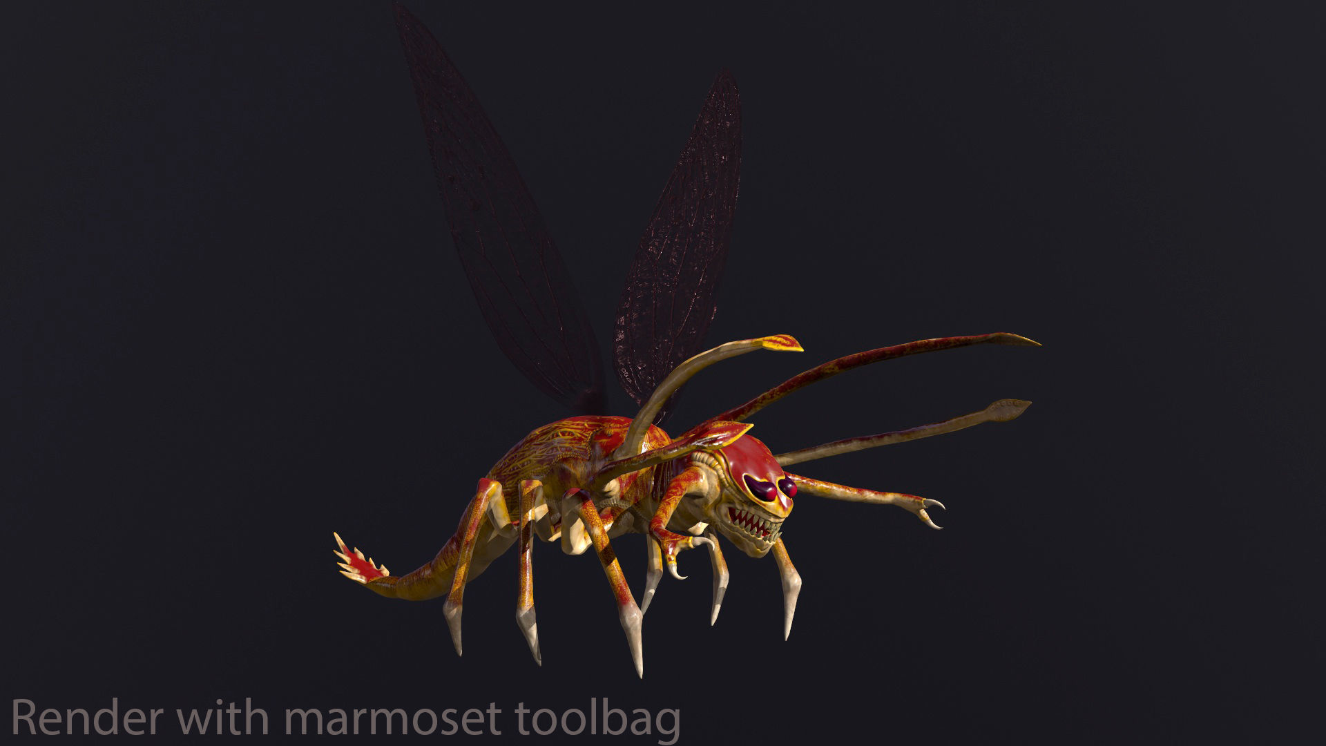 Bug 3 mosquito with eyes Low-poly 3D model_20