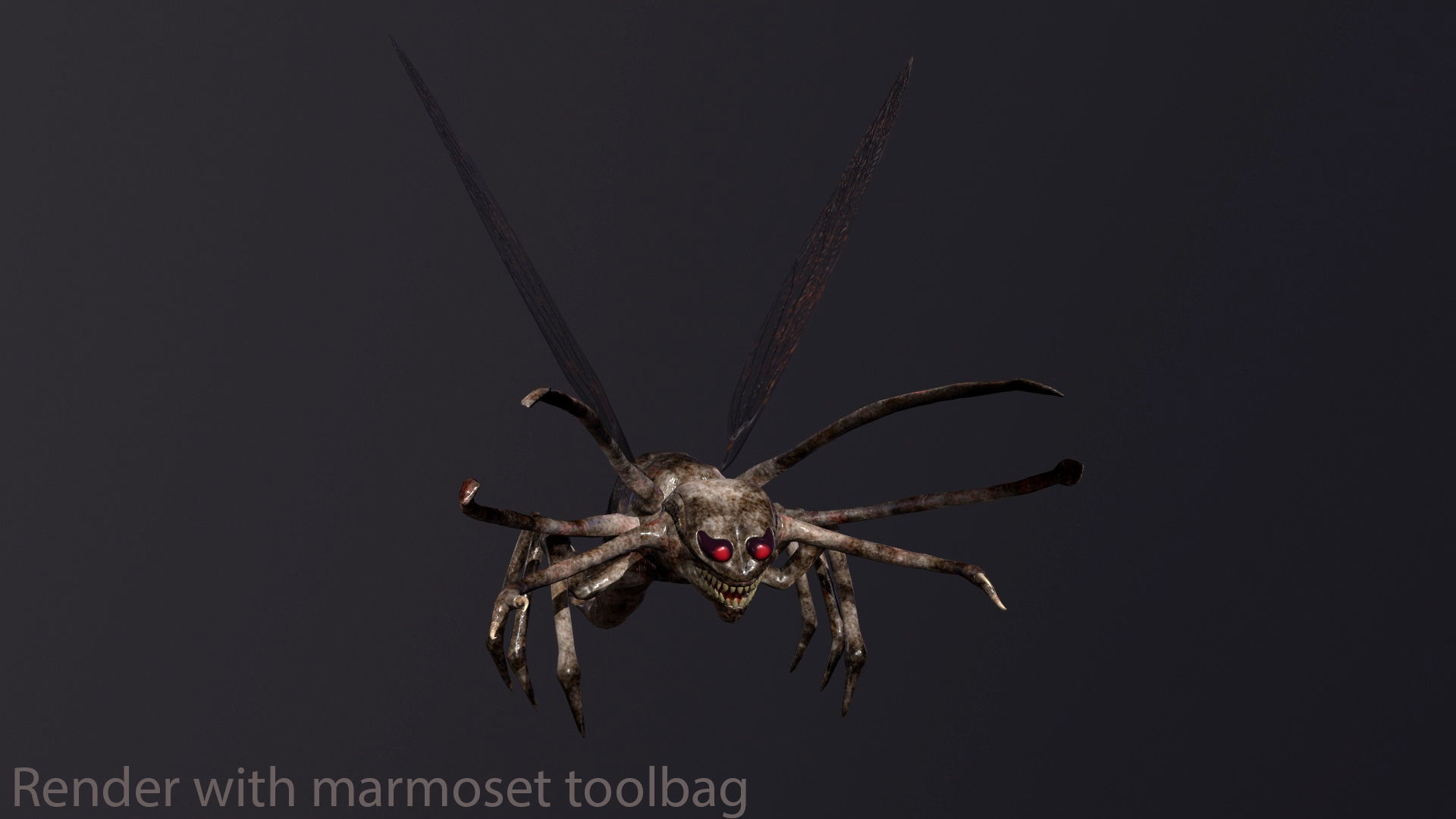 Bug 3 mosquito with eyes Low-poly 3D model_22