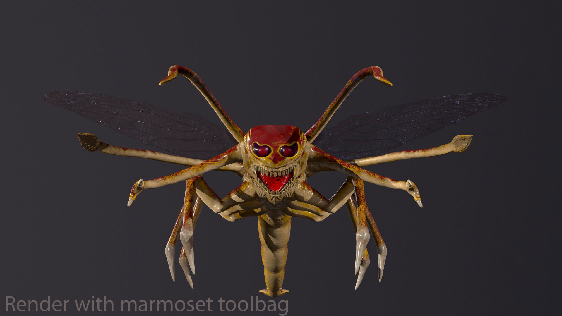 Bug 3 mosquito with eyes Low-poly 3D model_5