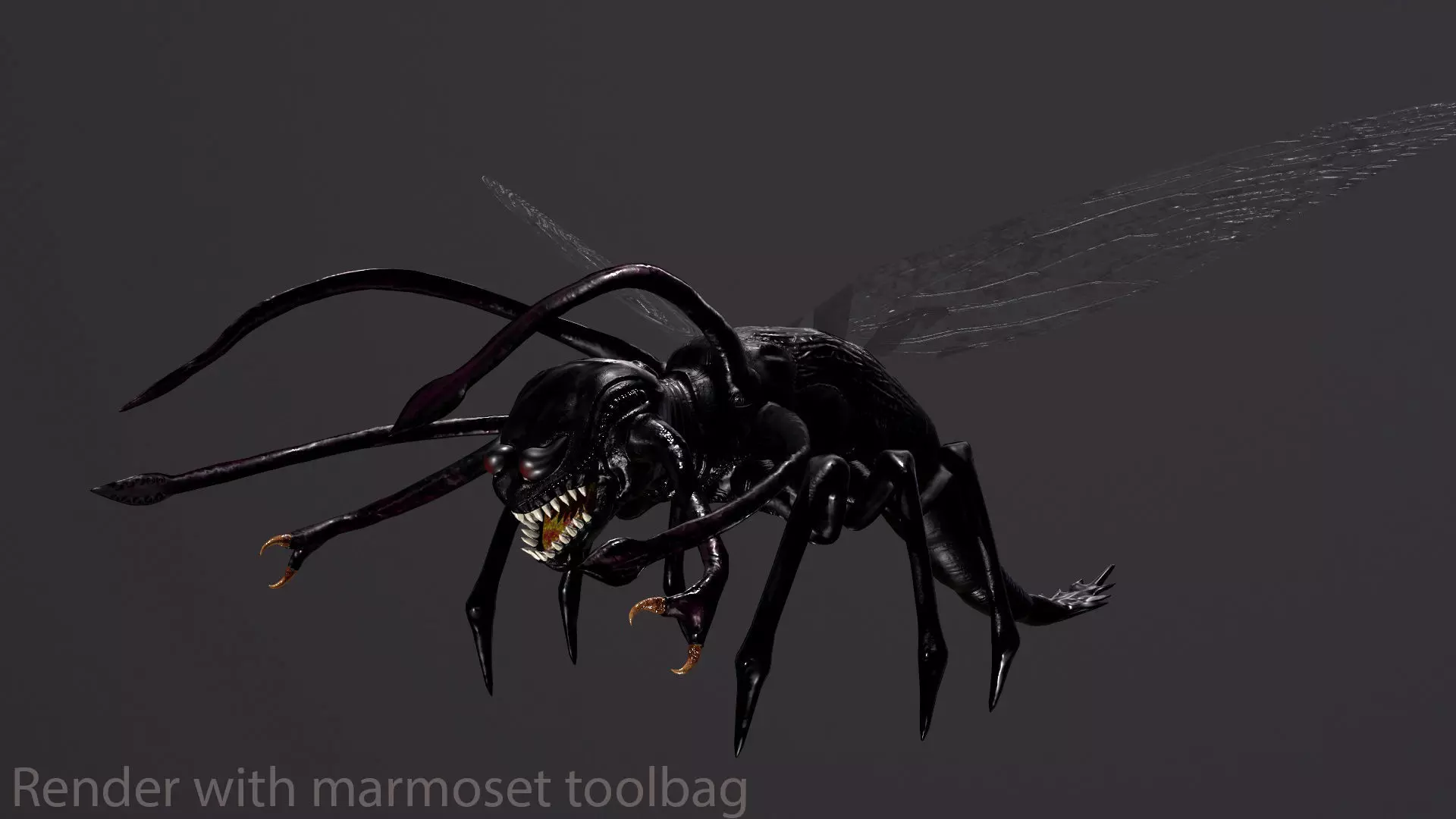 Bug 3 mosquito with eyes Low-poly 3D model_0