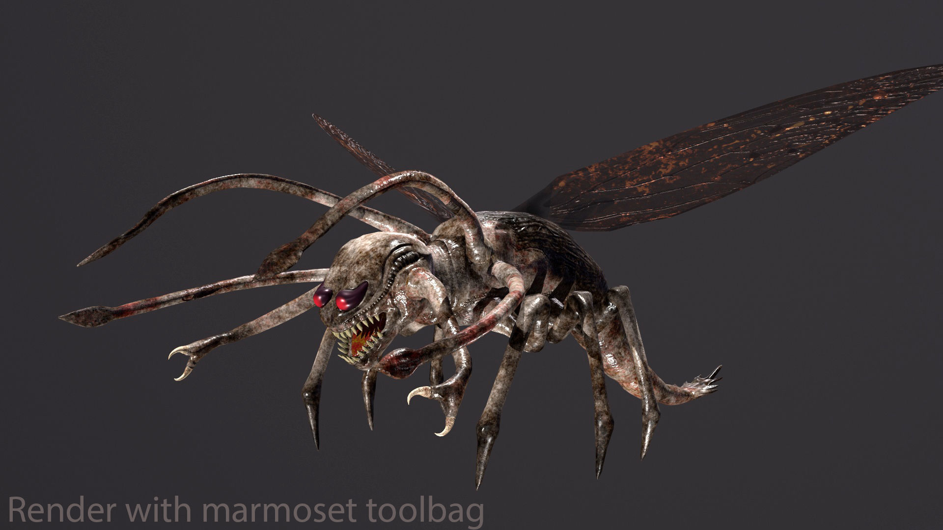 Bug 3 mosquito with eyes Low-poly 3D model_10