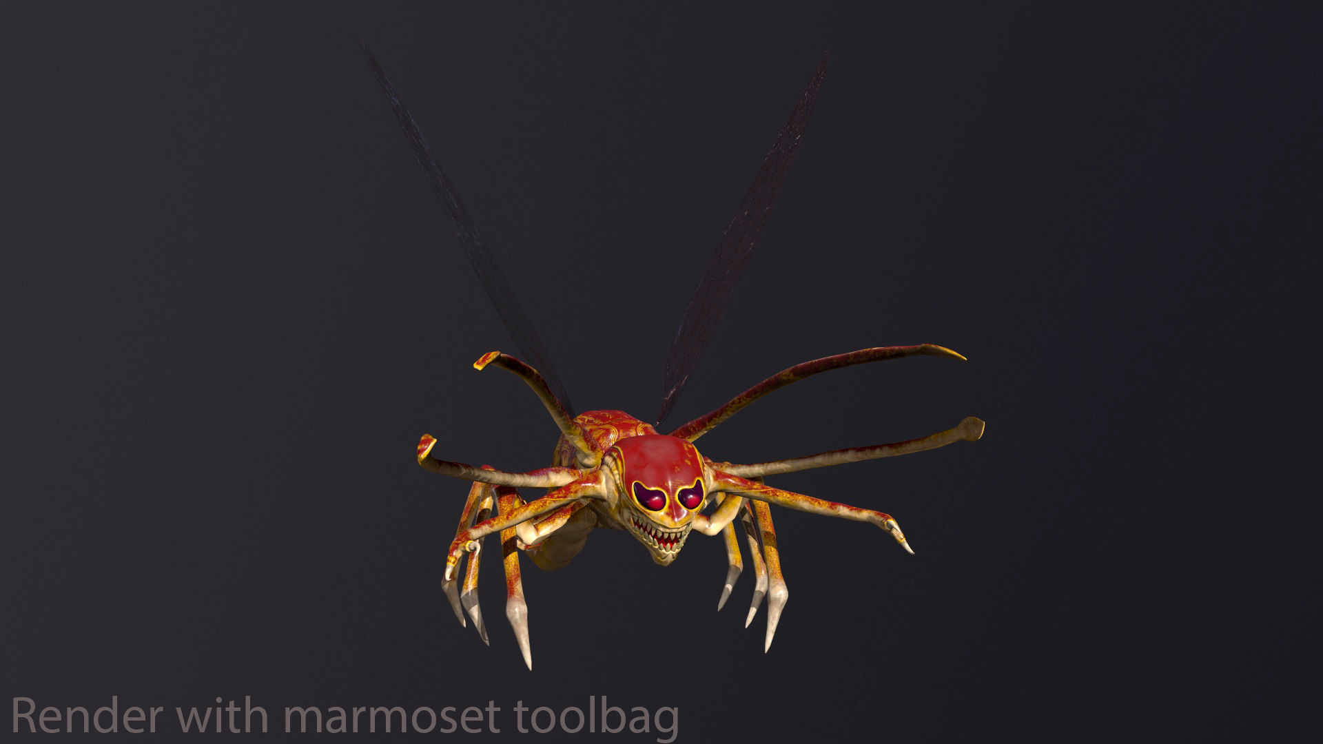 Bug 3 mosquito with eyes Low-poly 3D model_21