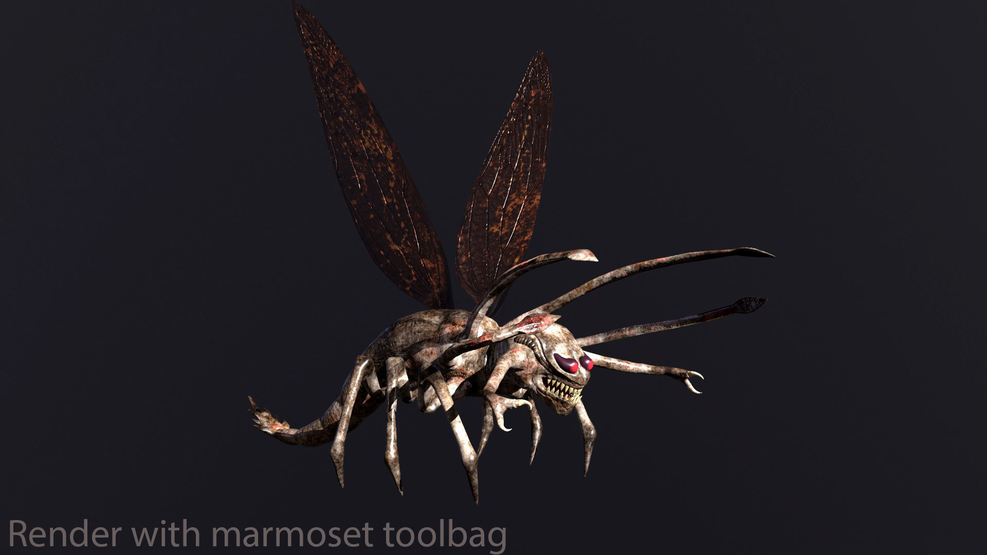 Bug 3 mosquito with eyes Low-poly 3D model_16