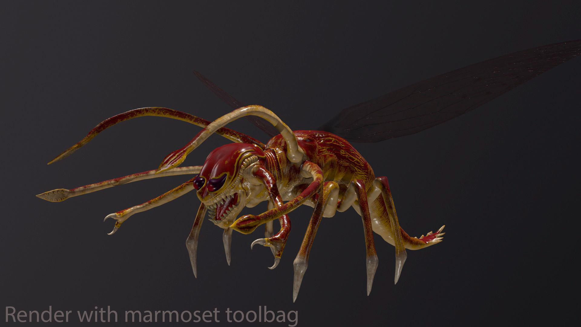 Bug 3 mosquito with eyes Low-poly 3D model_11