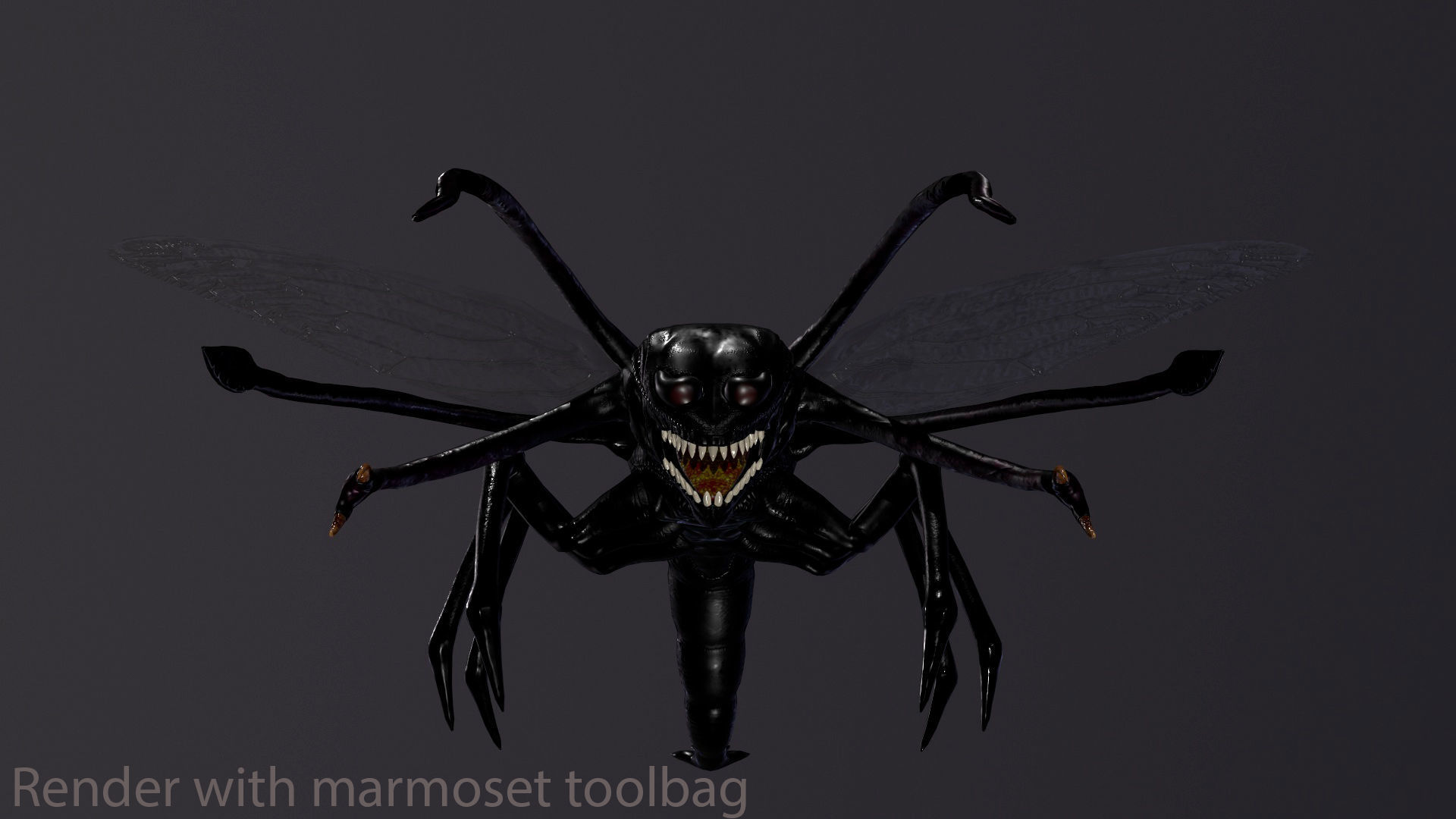 Bug 3 mosquito with eyes Low-poly 3D model_7