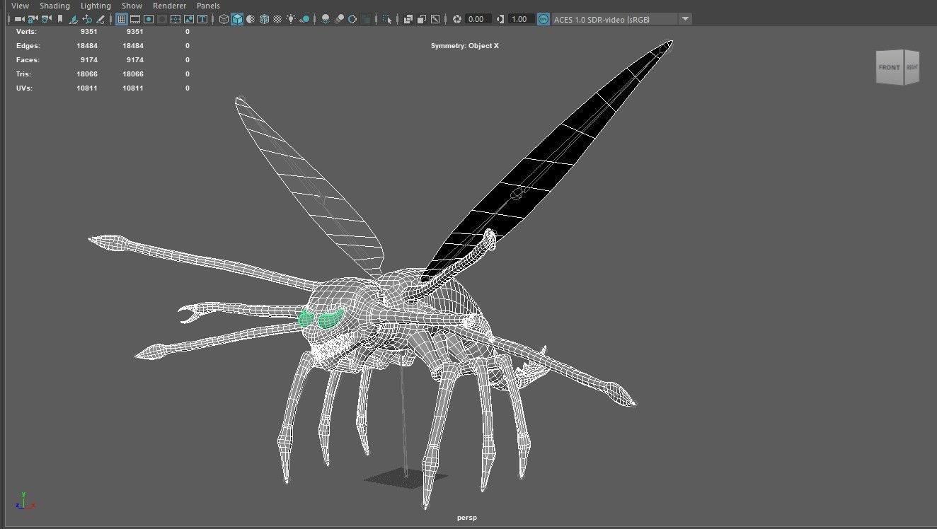 Bug 3 mosquito with eyes Low-poly 3D model_34