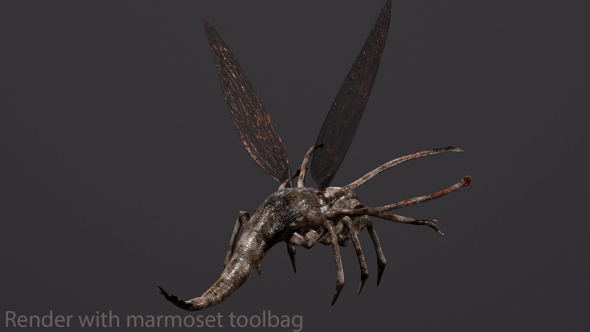 Bug 3 mosquito with eyes Low-poly 3D model_25