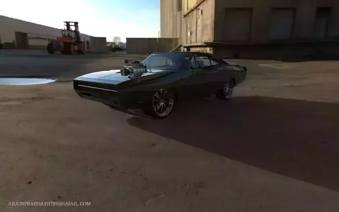 Dodge Charger RT 1970 Super Charger Low-poly 3D model