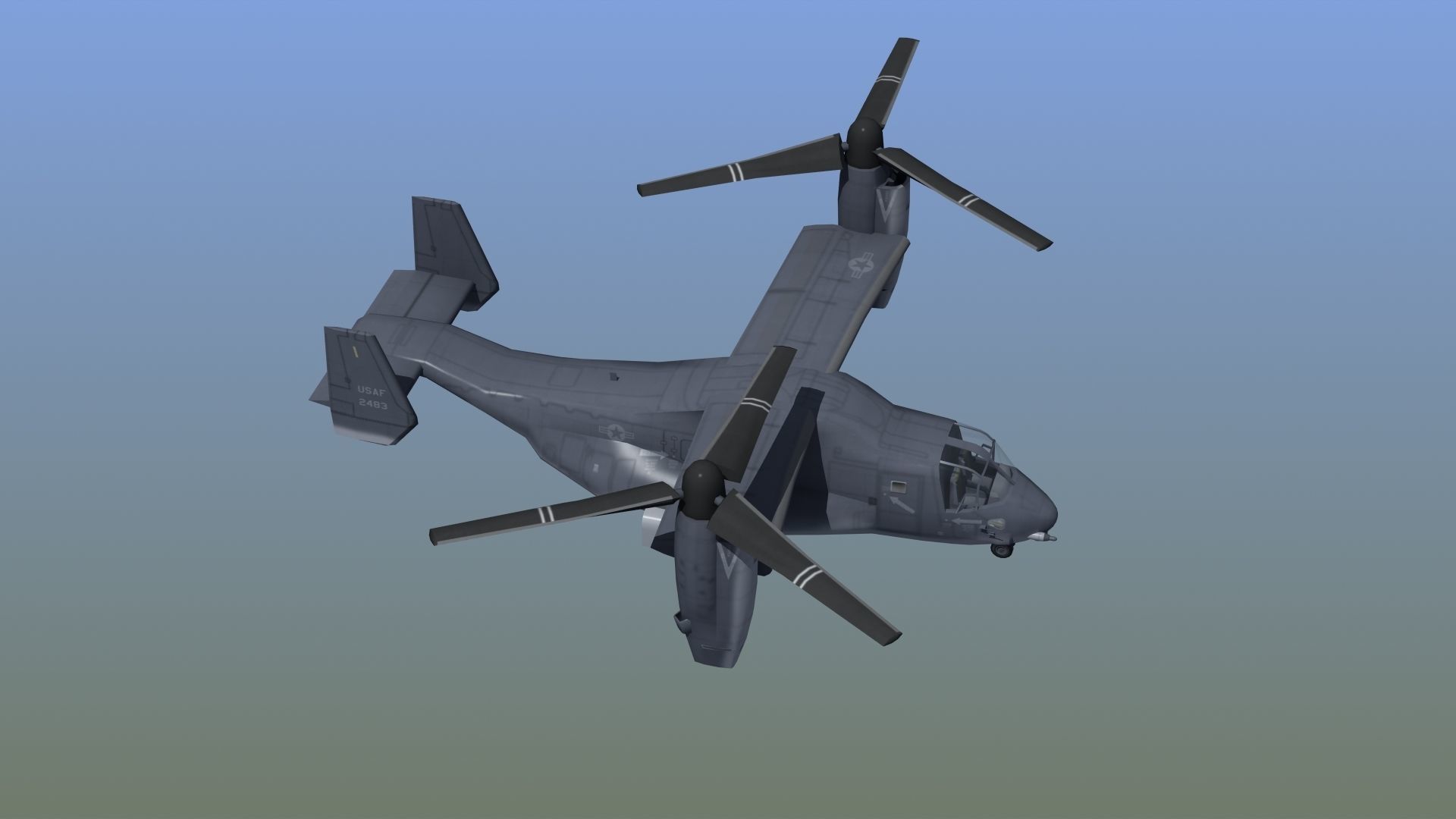 V22 Osprey Low-poly 3D model_9