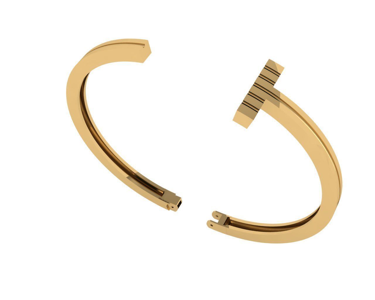 bracelets gold plated cuff ring 3D print model_7