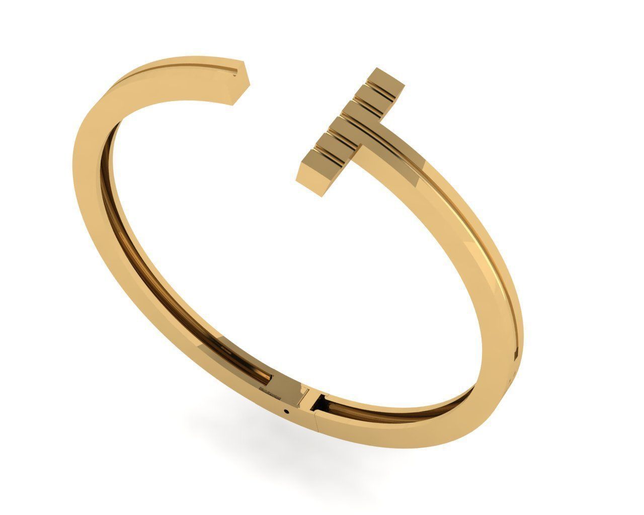 bracelets gold plated cuff ring 3D print model_2