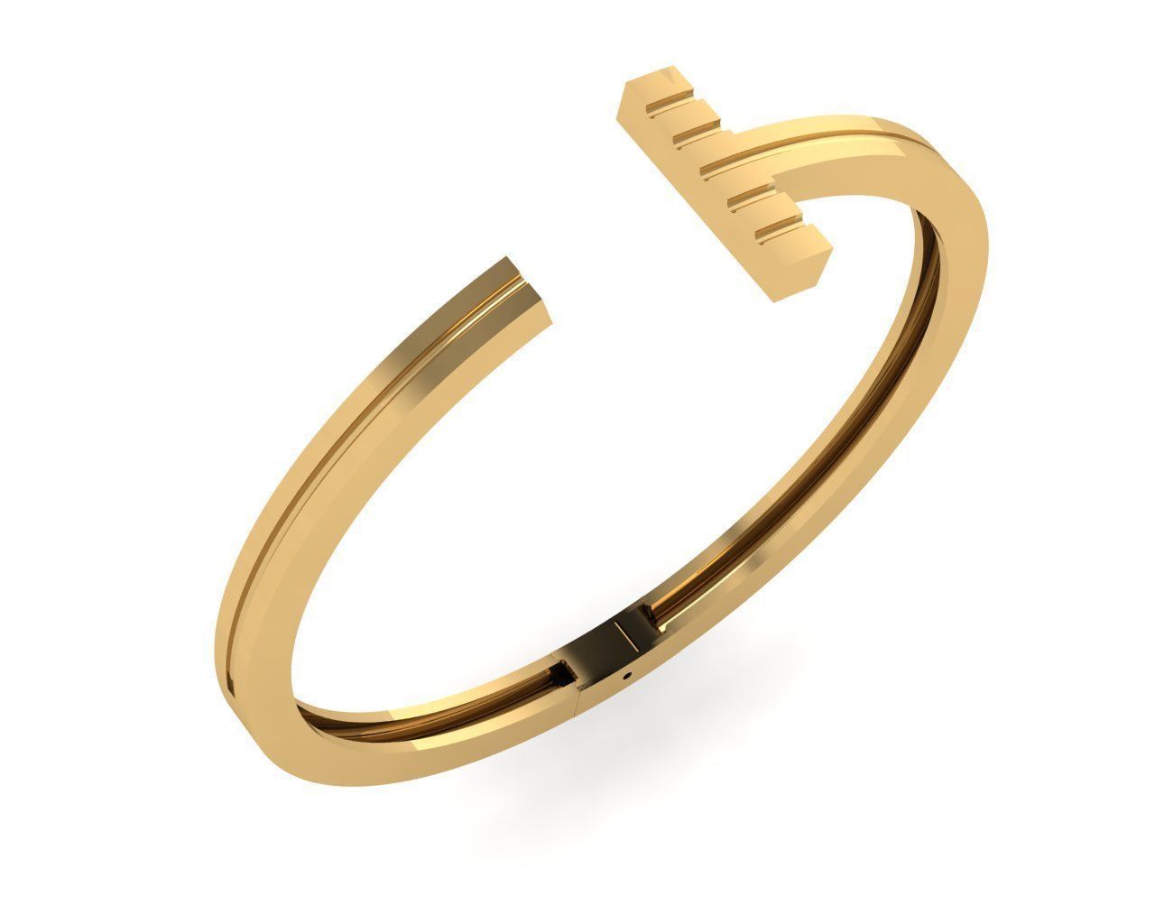 bracelets gold plated cuff ring 3D print model_5
