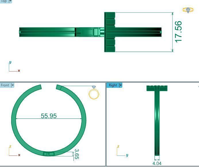 bracelets gold plated cuff ring 3D print model_6