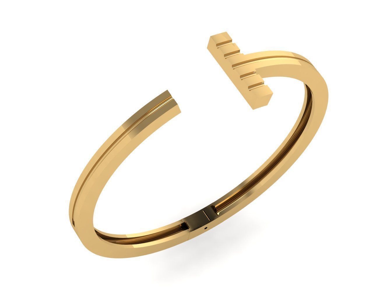 bracelets gold plated cuff ring 3D print model_3