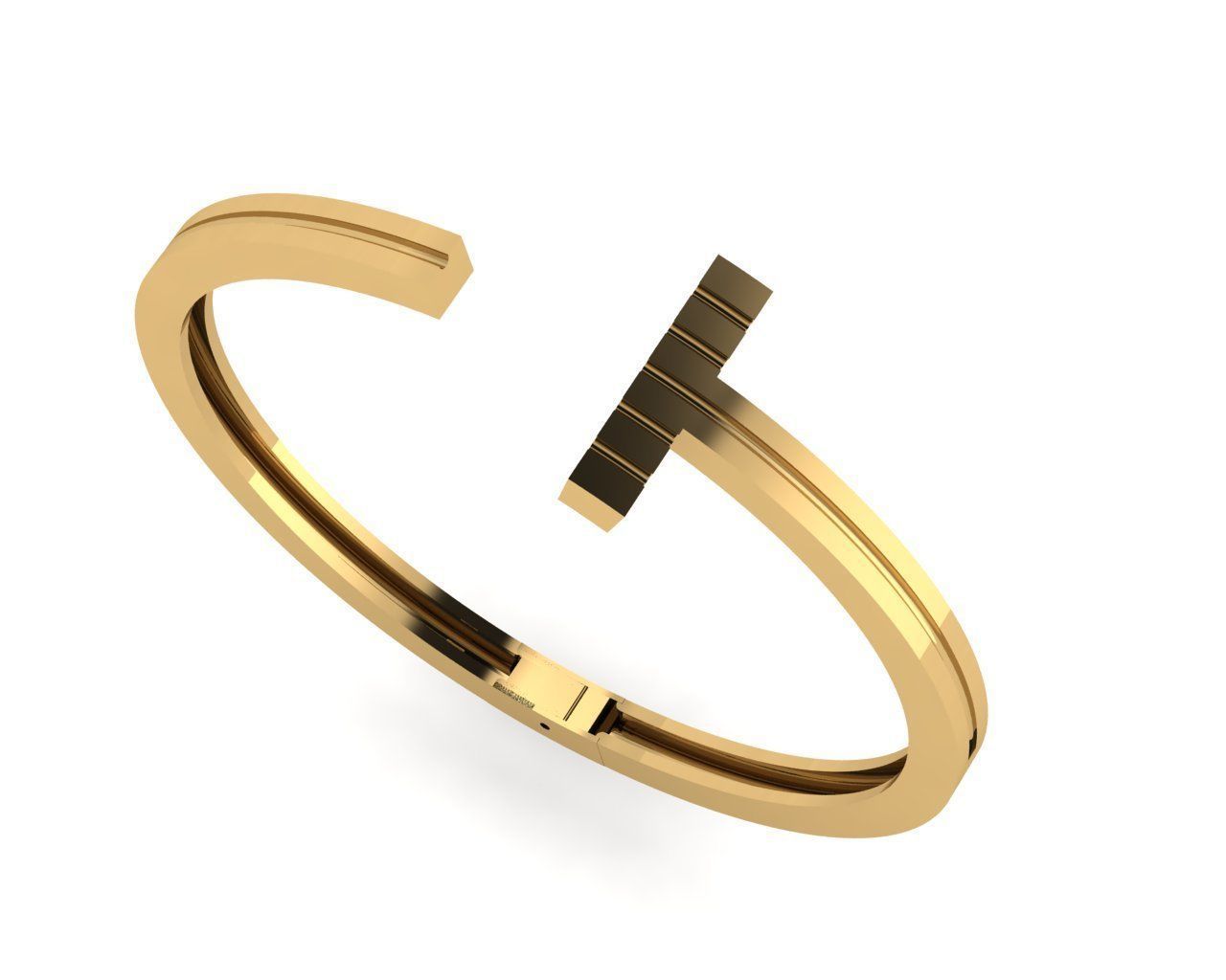 bracelets gold plated cuff ring 3D print model_4
