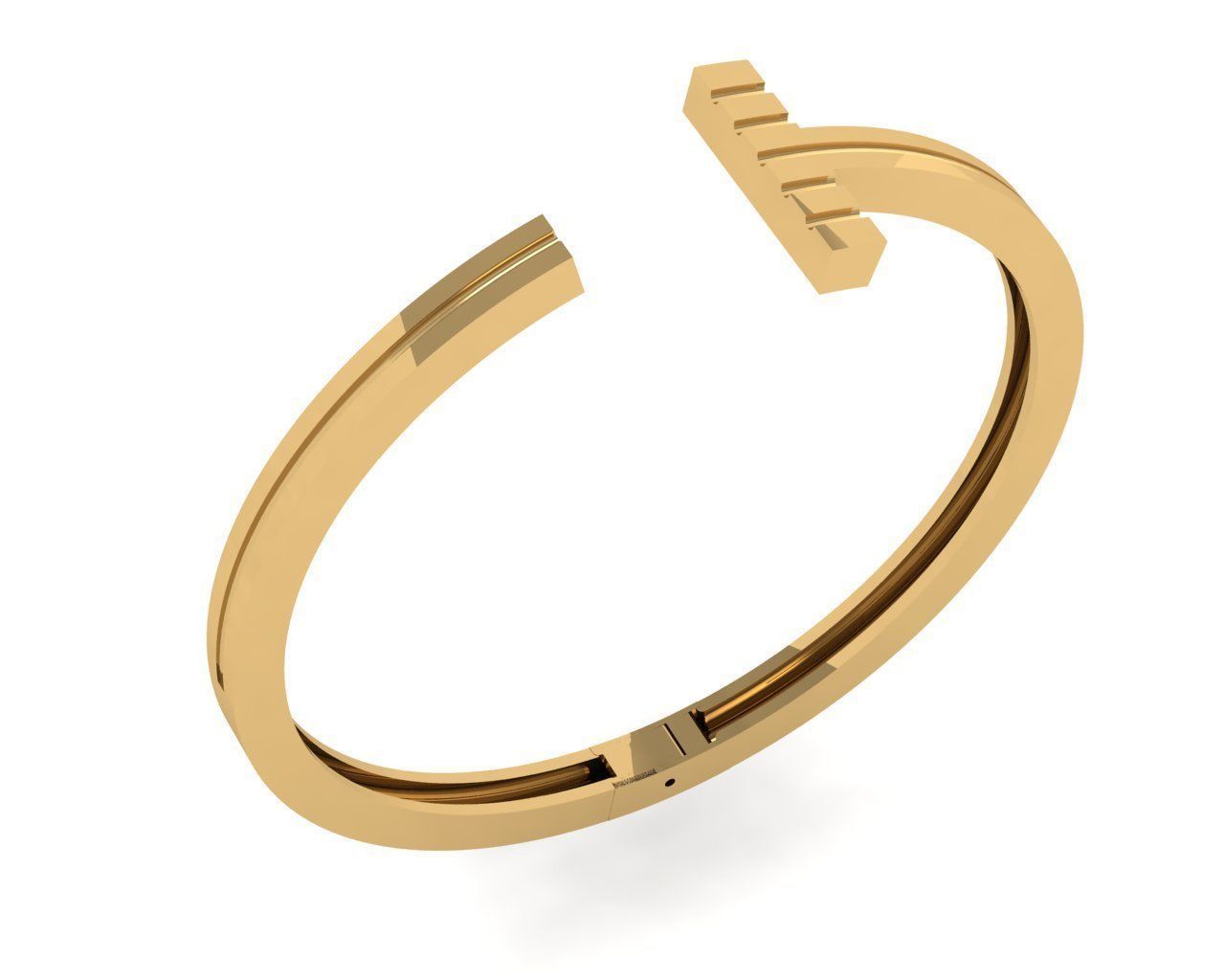bracelets gold plated cuff ring 3D print model_1