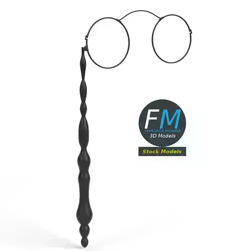 Foldable lorgnette eyeglasses 3D model