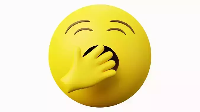 Yawning or Tired yellow ball Emoticon Emoji or Smiley 3D model