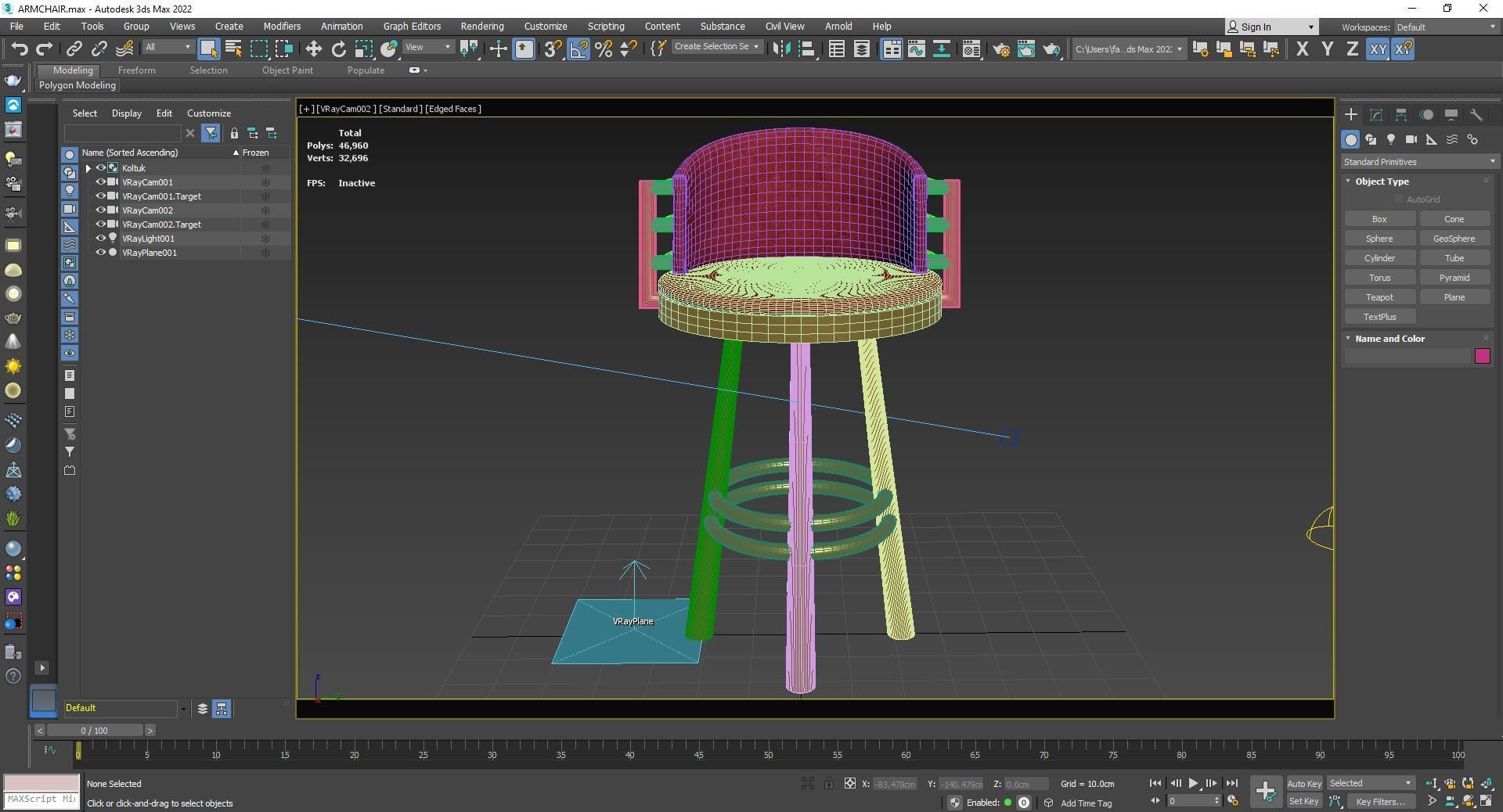 Armchair gold bar stool 3D model_7
