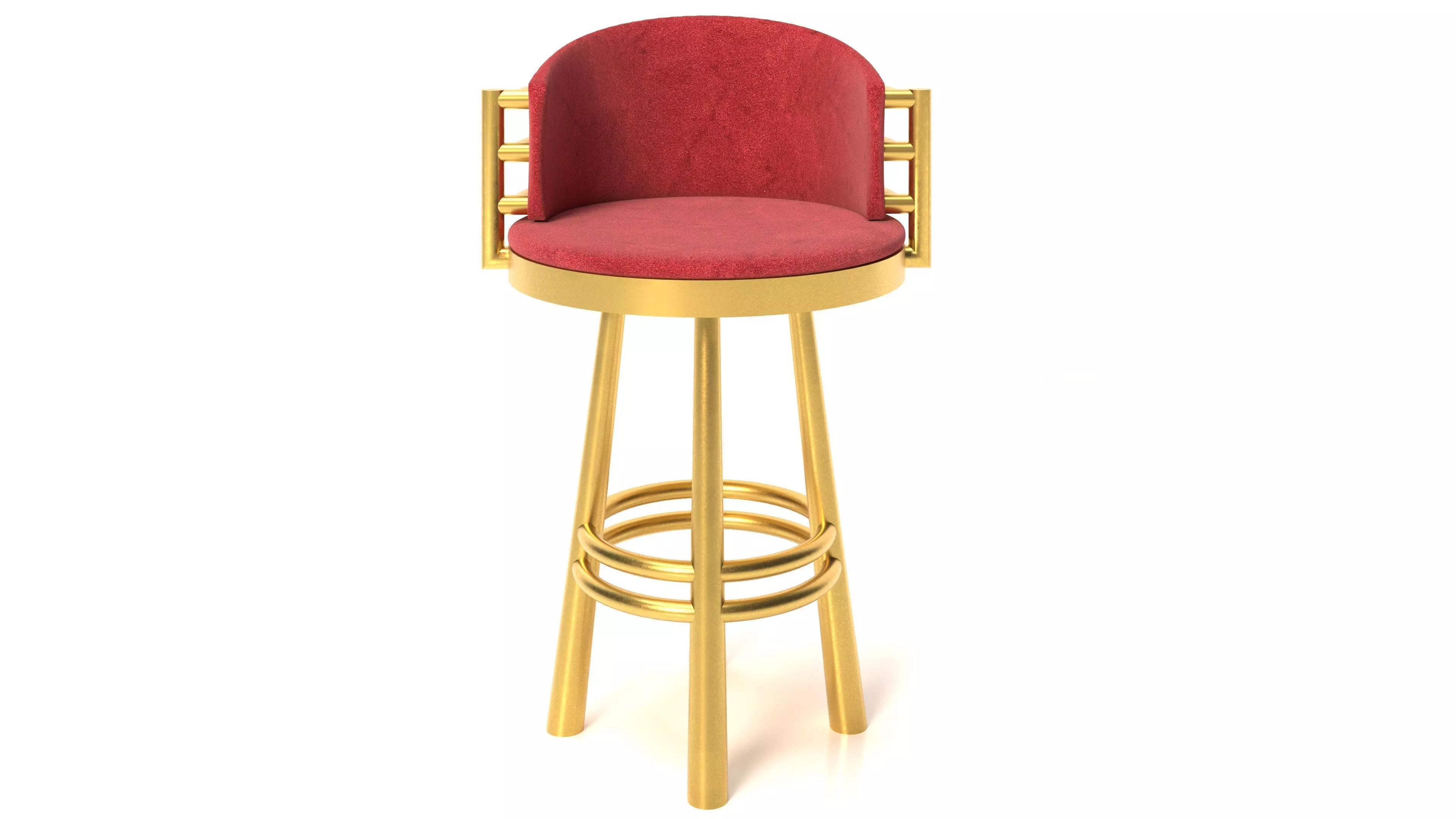 Armchair gold bar stool 3D model_0