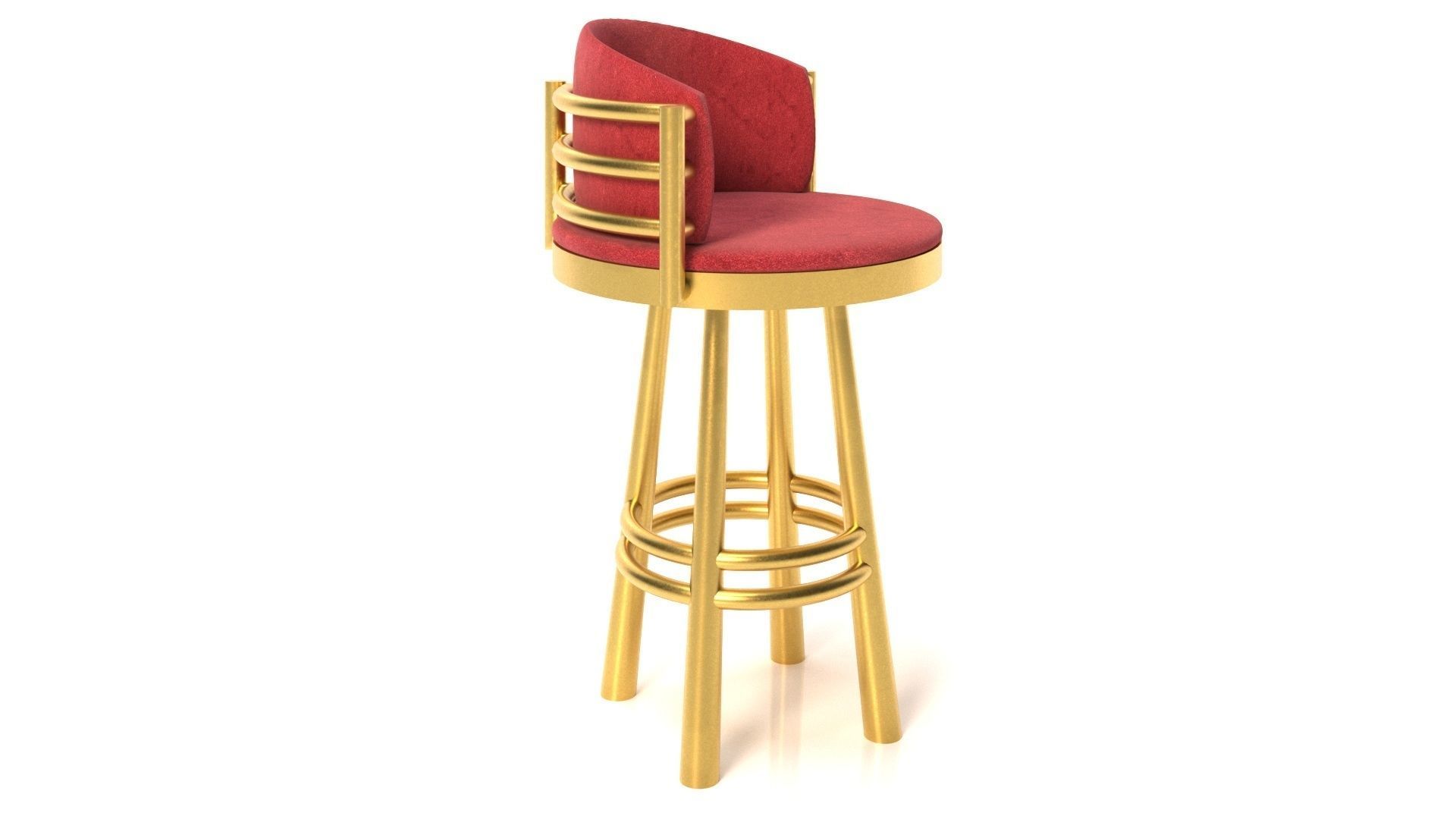 Armchair gold bar stool 3D model_1
