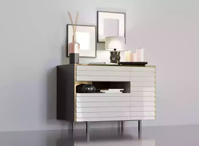 Cabinet modern sideboard with lamp on top