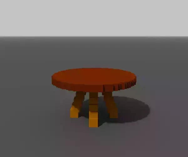 Brown Wooden Table Voxel
