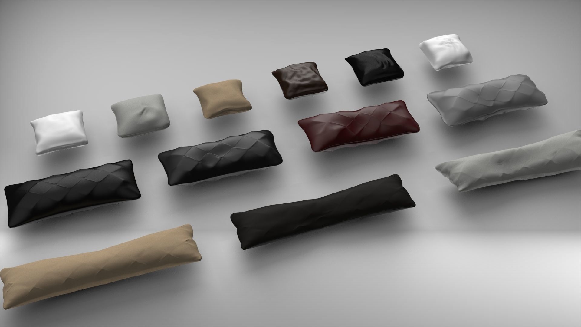 Modern Pillow Collection Low-poly 3D model_2