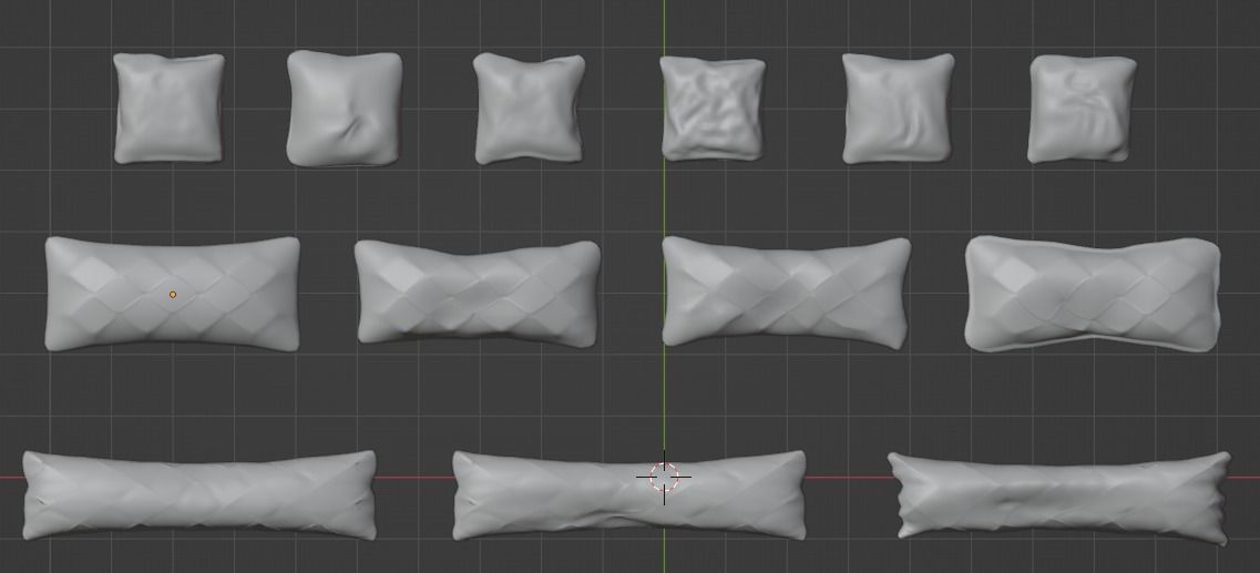 Modern Pillow Collection Low-poly 3D model_3