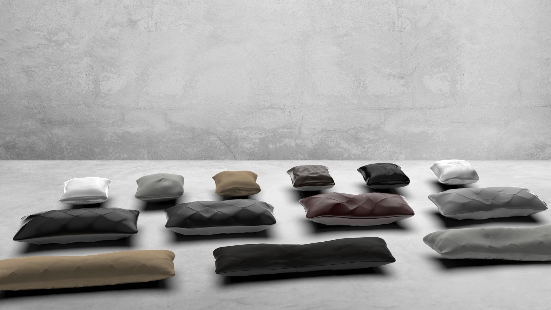 Modern Pillow Collection Low-poly 3D model_1