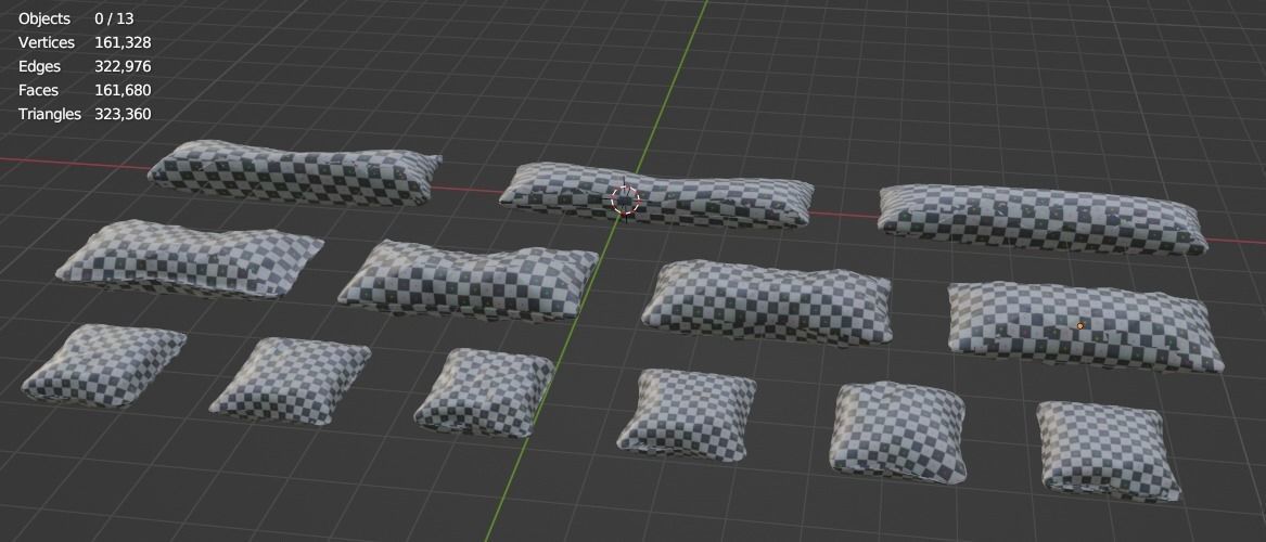 Modern Pillow Collection Low-poly 3D model_4