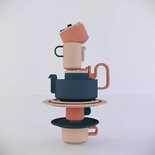 Tongue Bethan Laura Wood tea set 3D model
