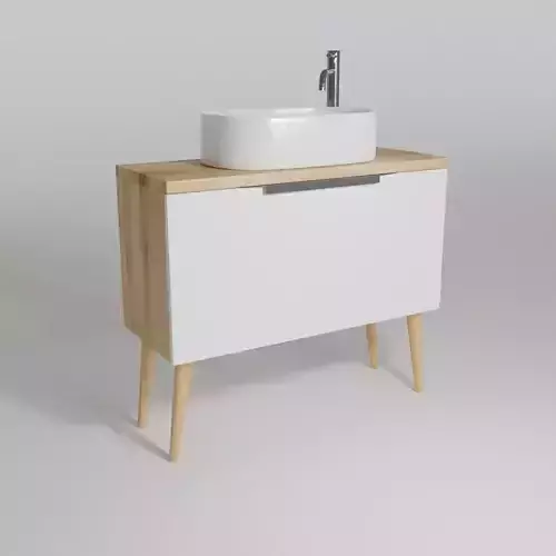 Bathroom cabinet with sink and faucet