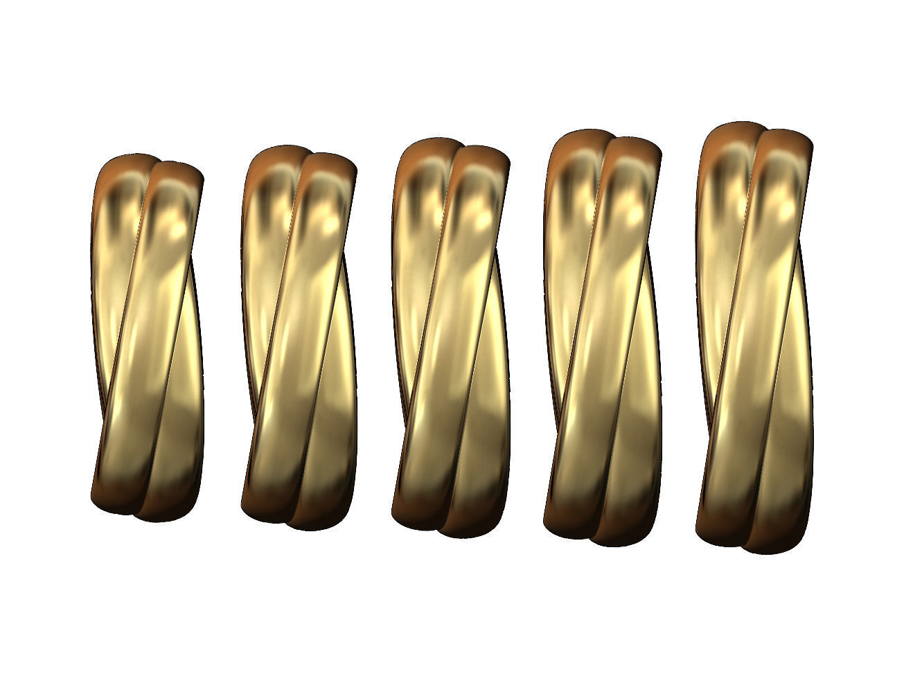 Overlapping rounded rings fashion band Us sizes 5to9 3D print model_2