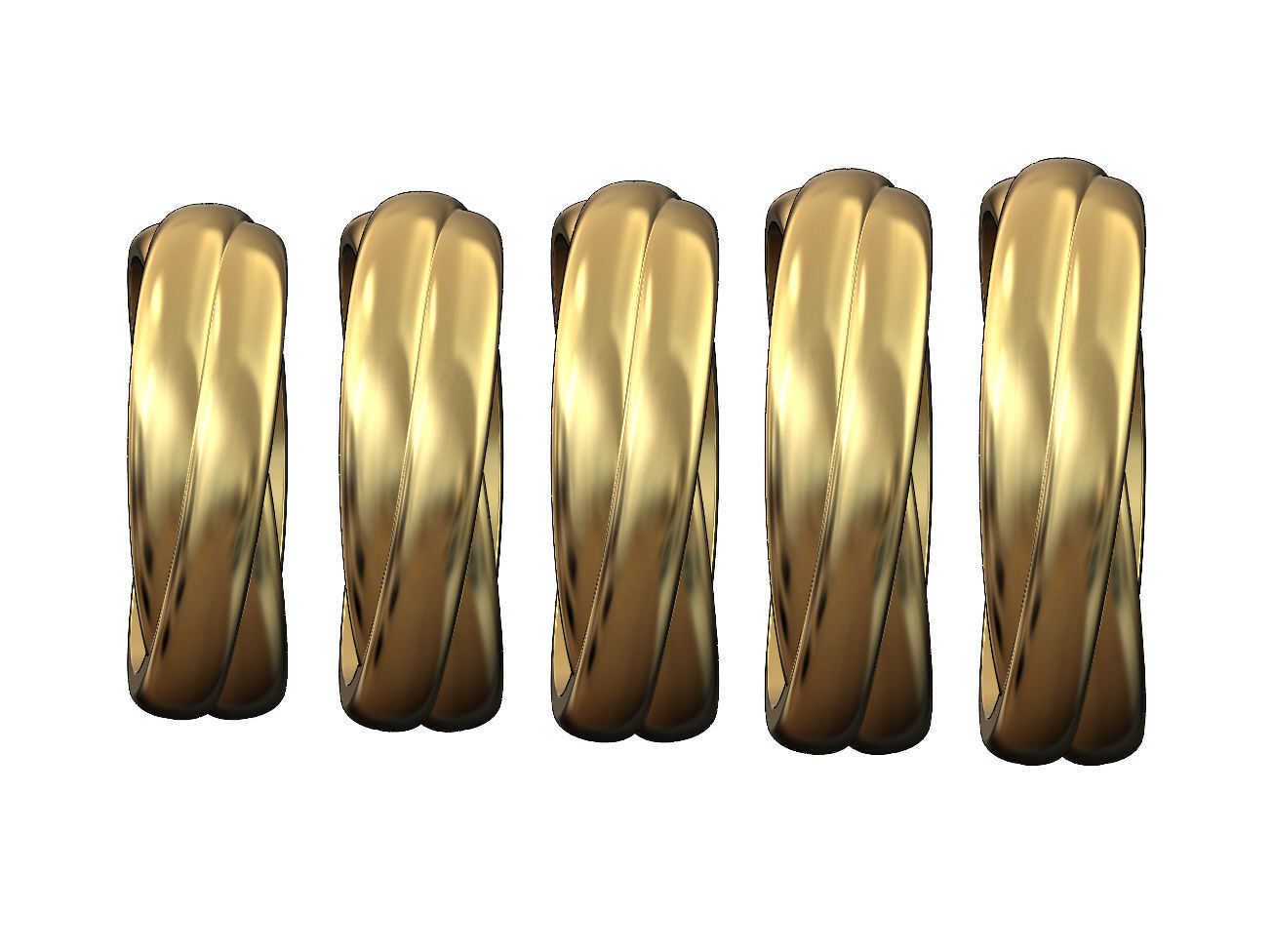 Overlapping rounded rings fashion band Us sizes 5to9 3D print model_1