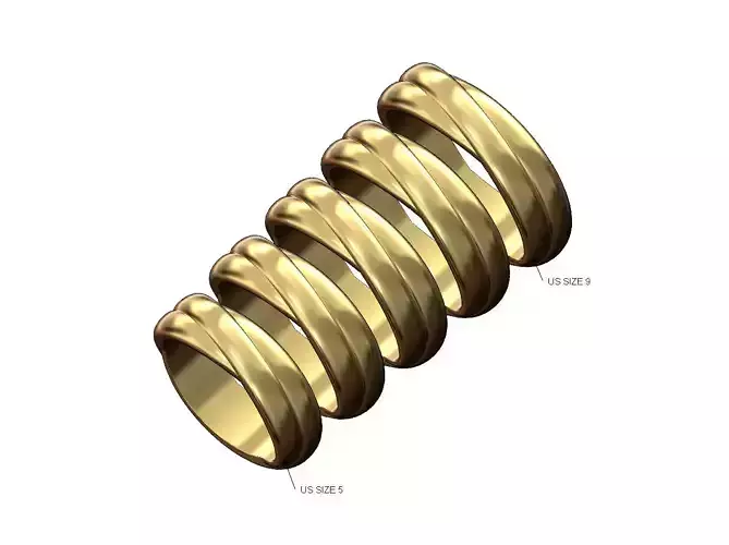 Overlapping rounded rings fashion band Us sizes 5to9