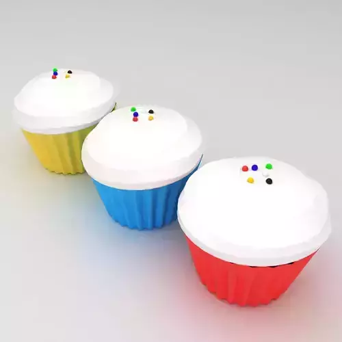 Cupcake 3d model three cupcakes